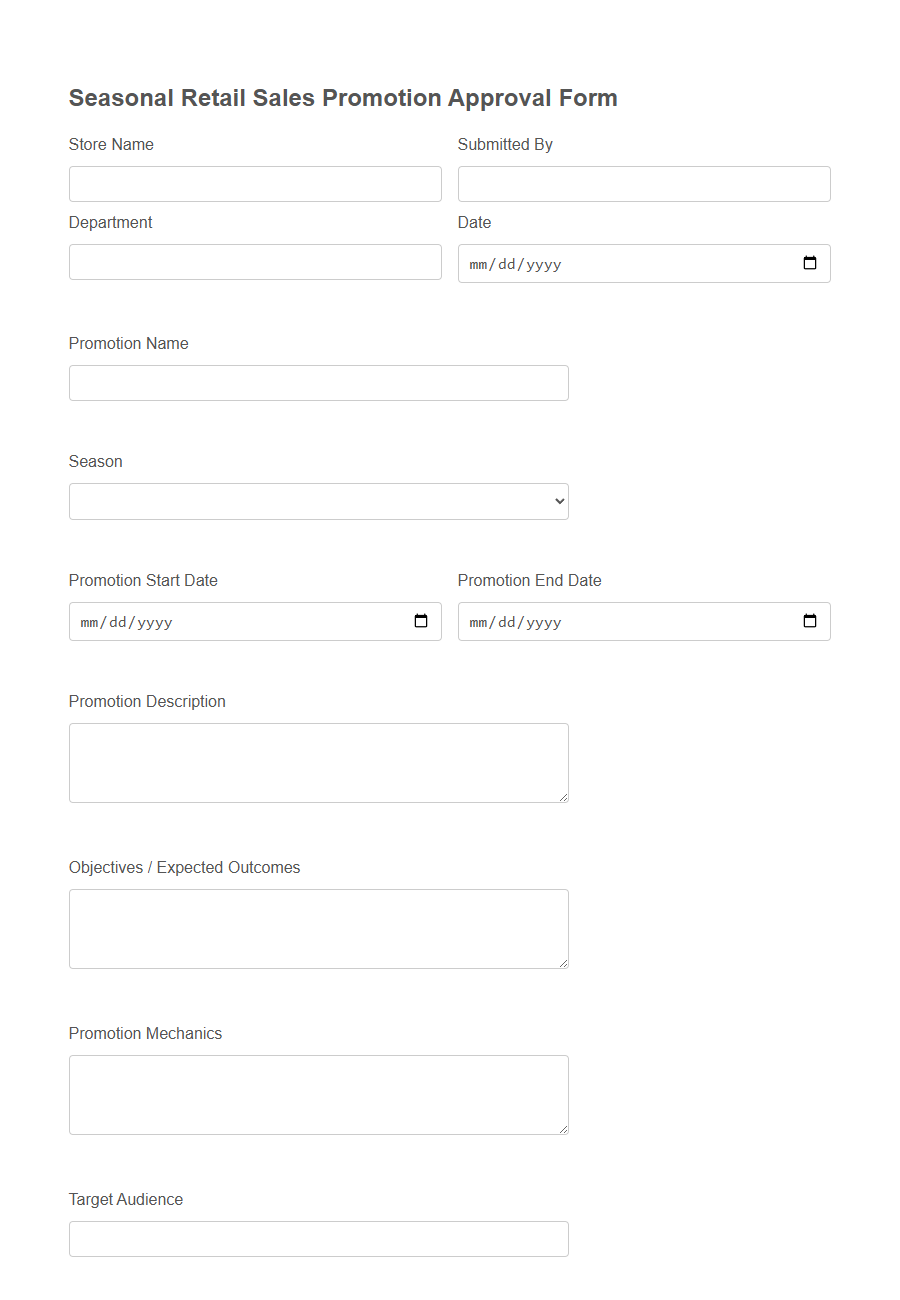 Retail Sales Promotion Approval Form PDF Samples