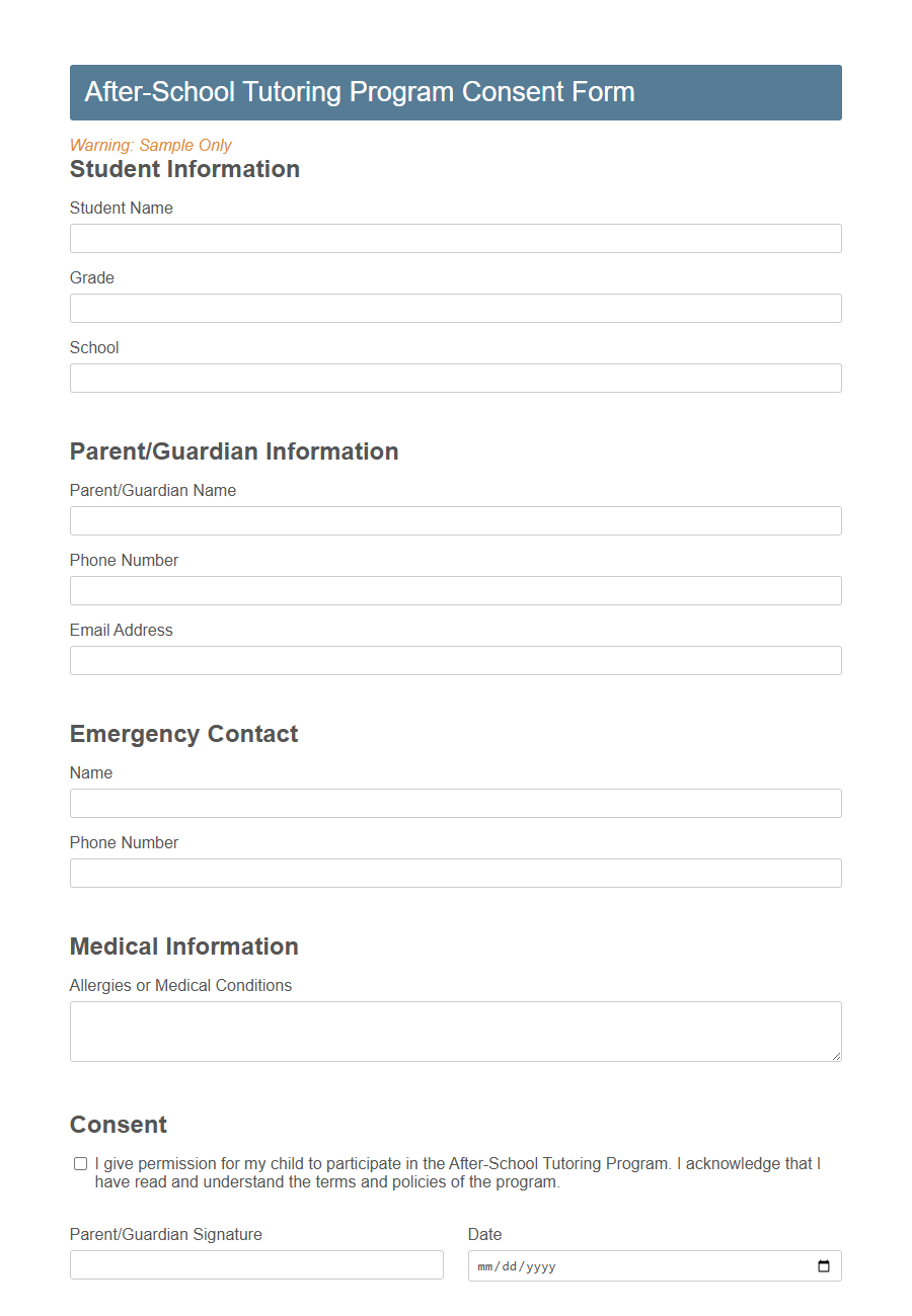 School Snack Program Consent Form Template PDF Samples