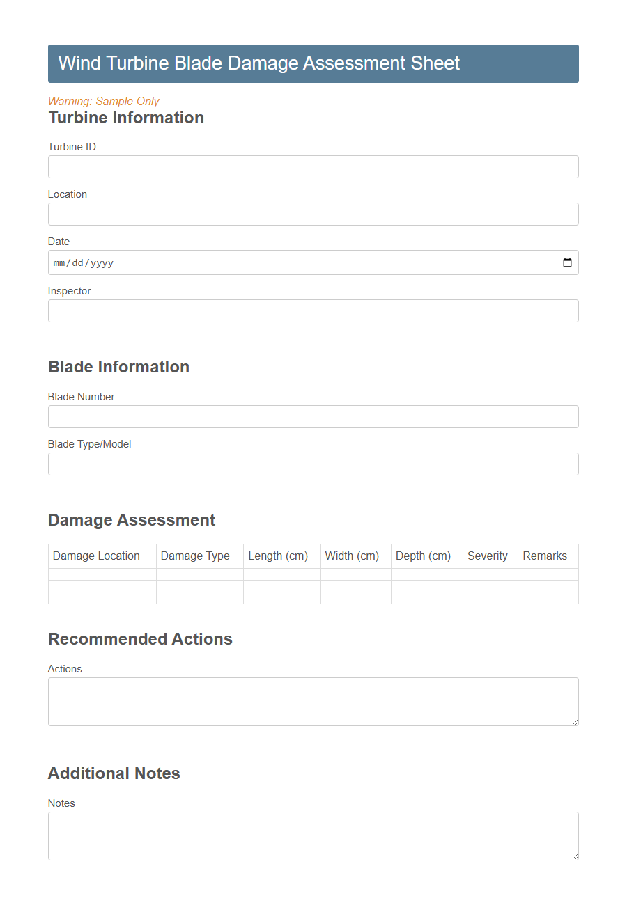 Wind Turbine Inspection Checklist Form PDF Samples
