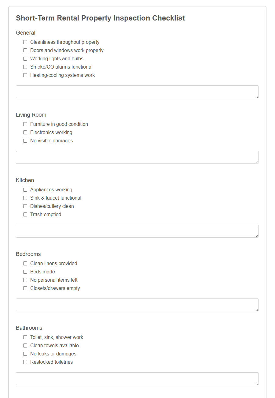 Accommodation Inspection Checklist Form PDF Samples