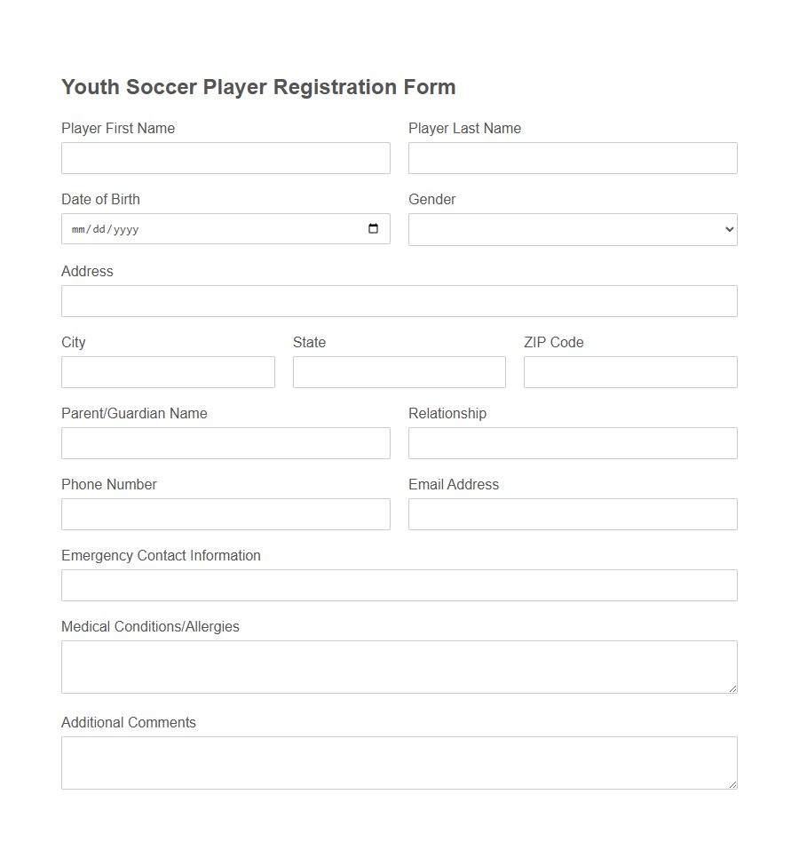 Athlete Registration Form PDF Samples