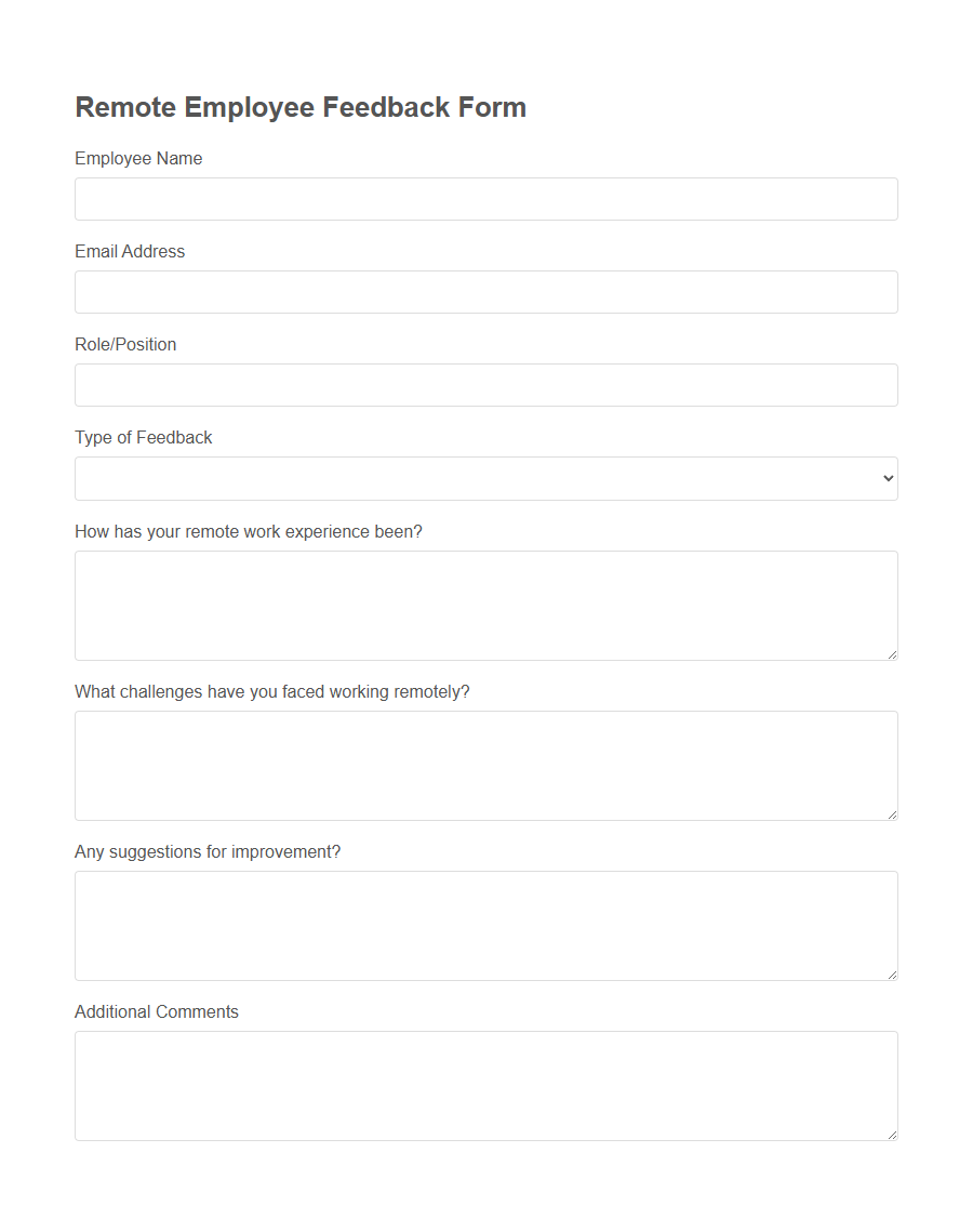 Employee Feedback Form Template PDF Samples