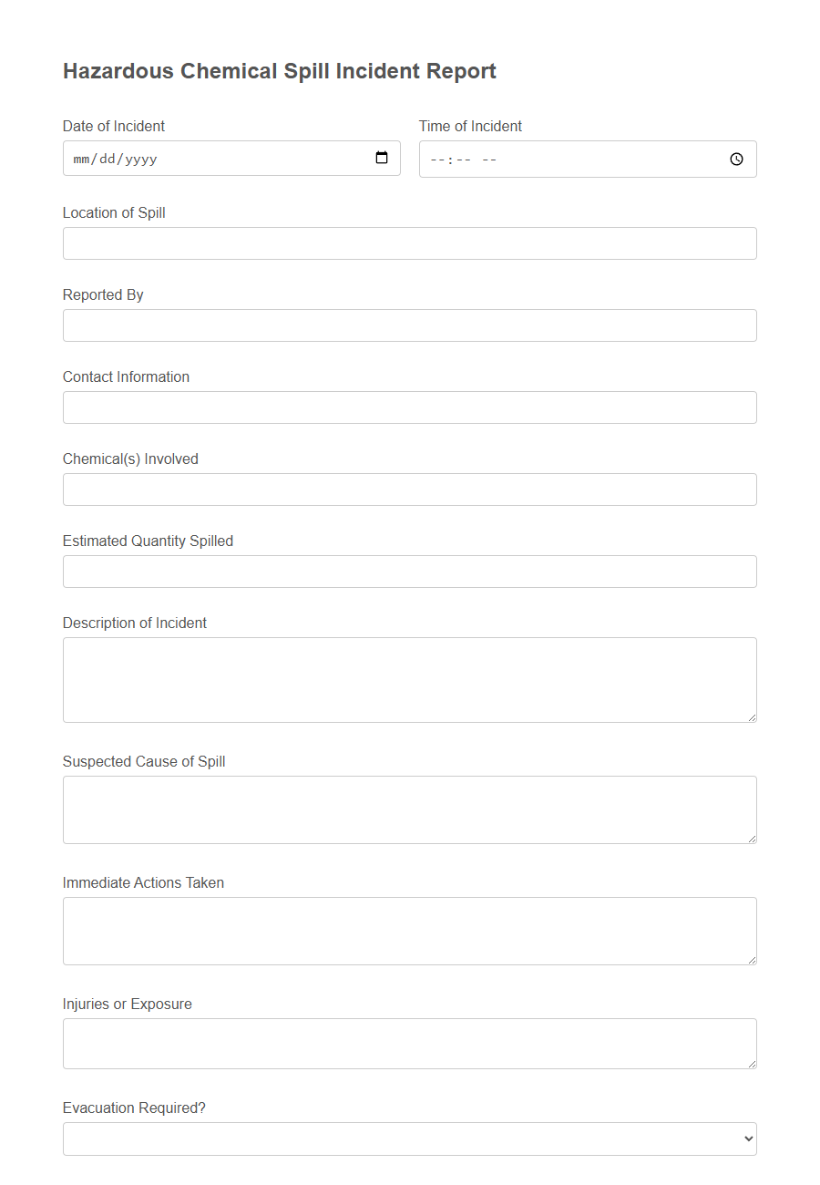 Environmental Spill Reporting Form PDF Samples