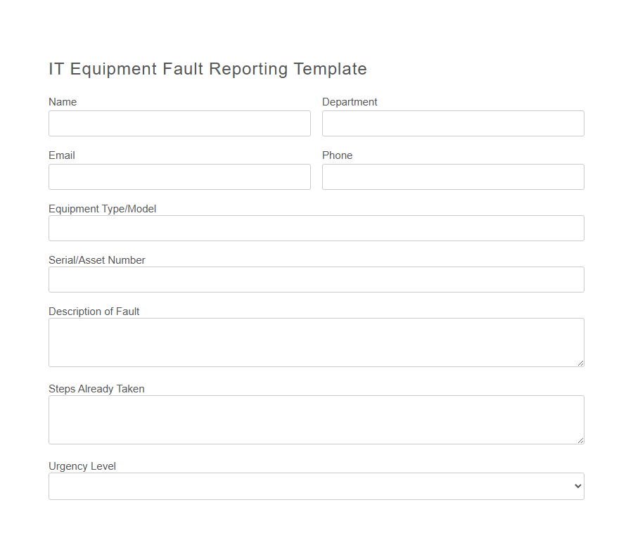 Fault/Service Complaint Form PDF Samples