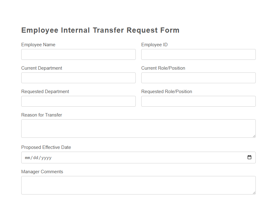 Internal Transfer Request Form Template PDF Samples