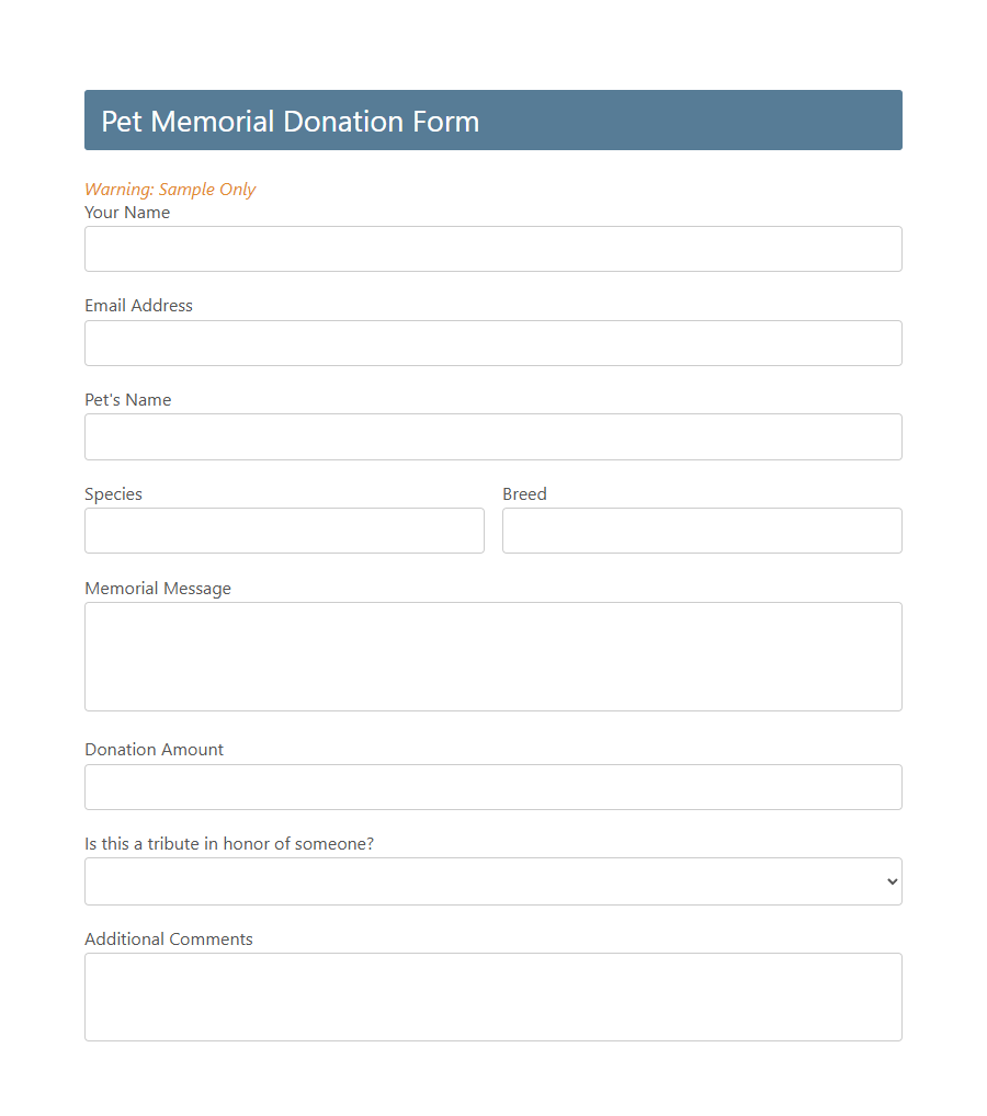 Memorial Donation Form Template PDF Samples