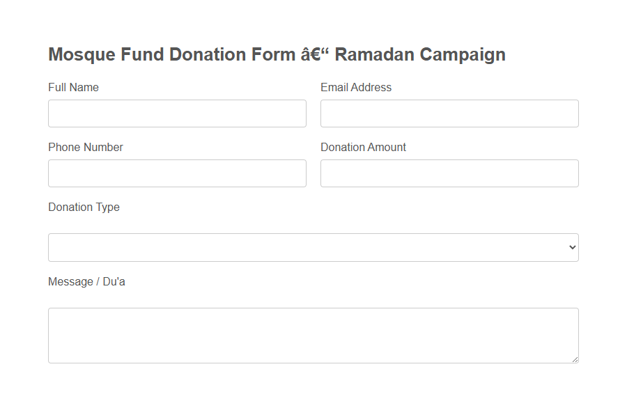 Mosque Fund Donation Form PDF Samples