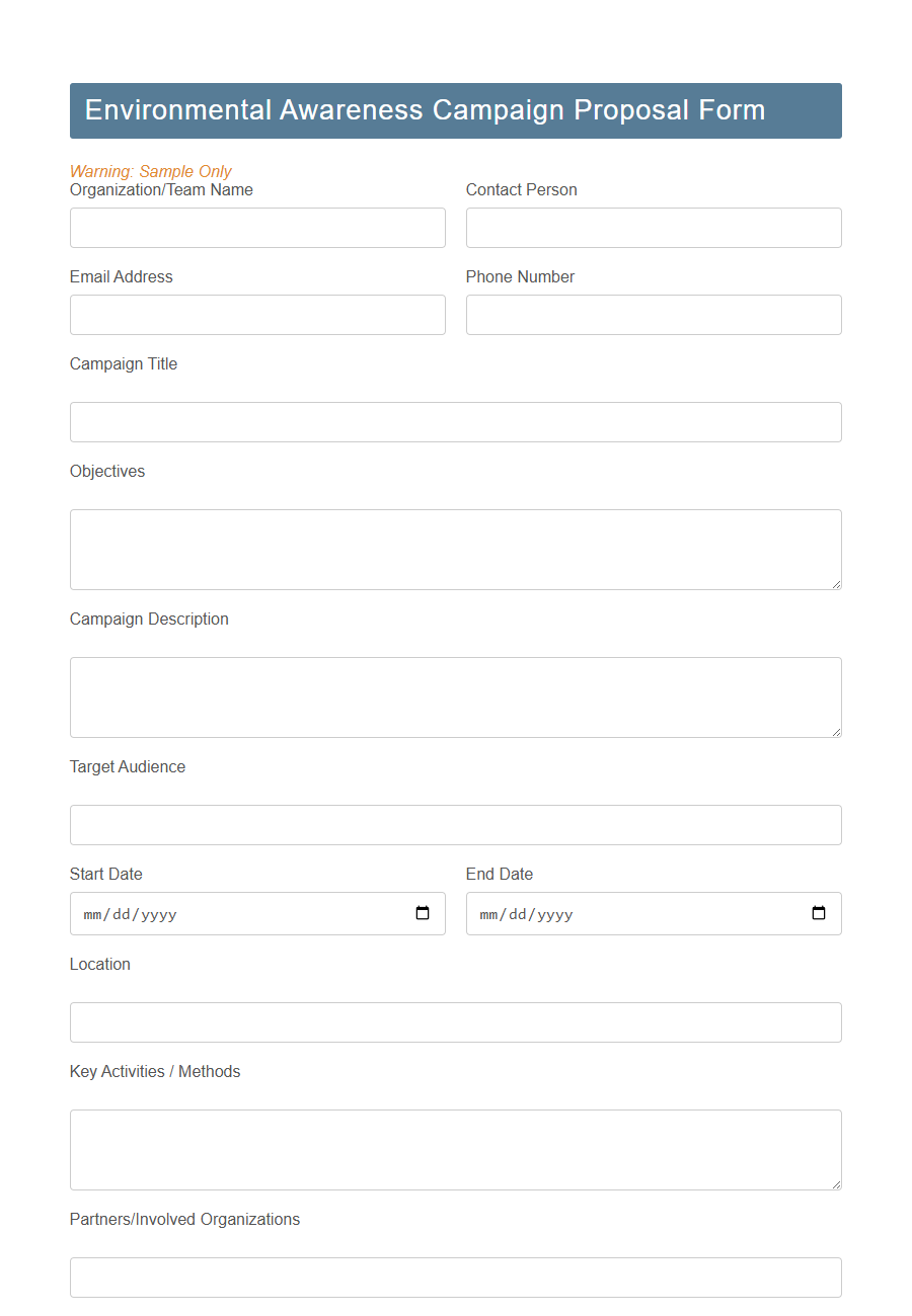 Nonprofit Project Proposal Form PDF Samples