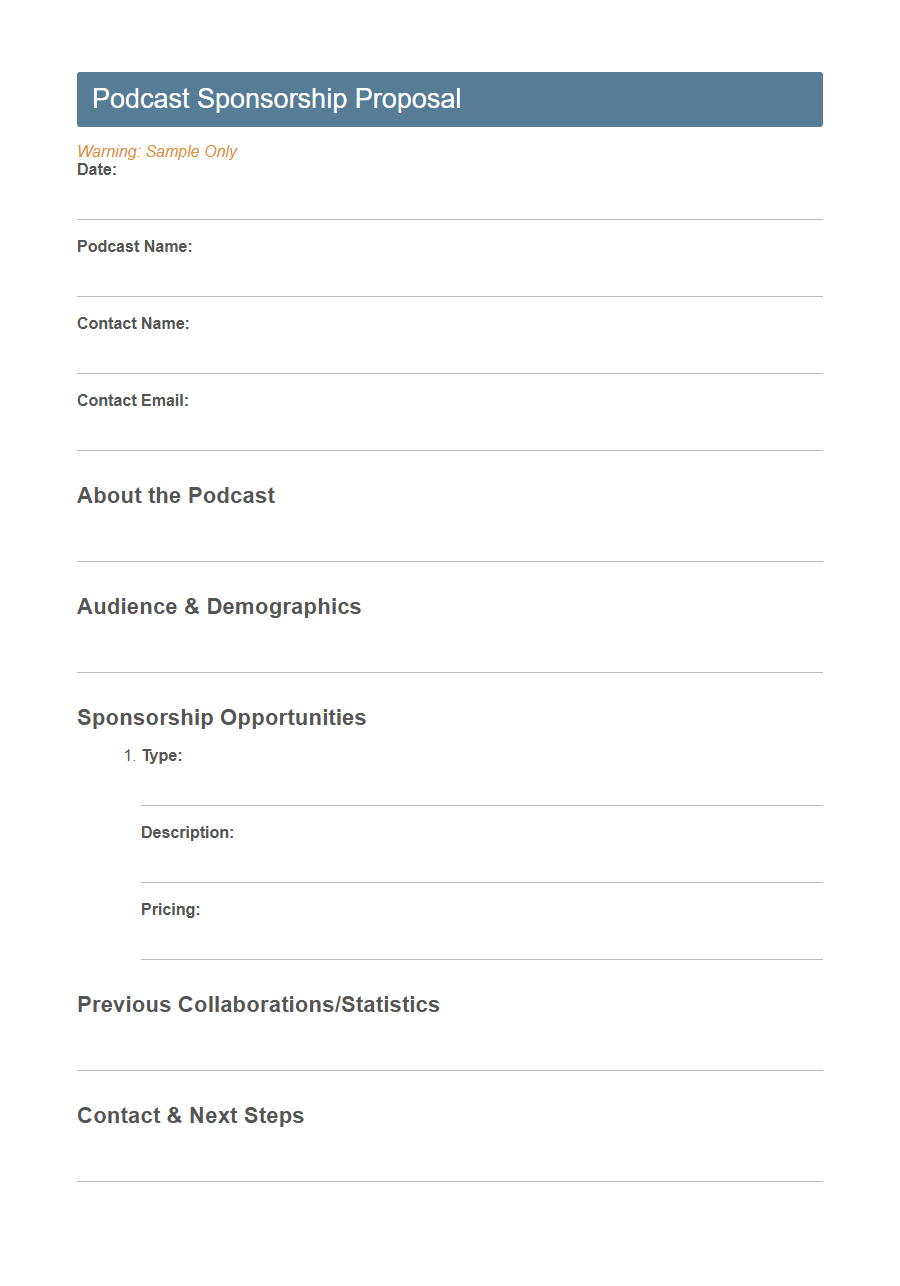 Podcast Sponsorship Submission Form PDF Samples