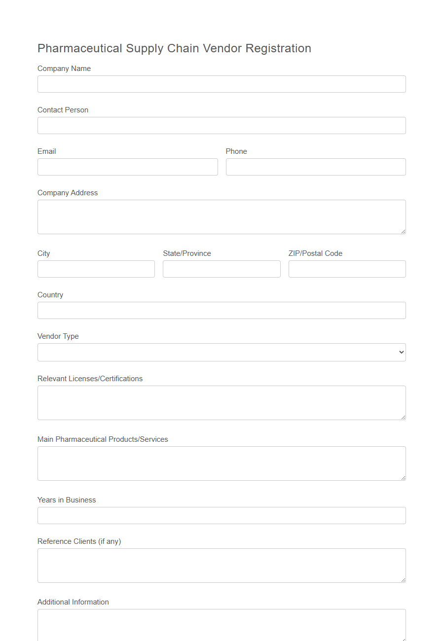 Supply Chain Vendor Registration Form PDF Samples