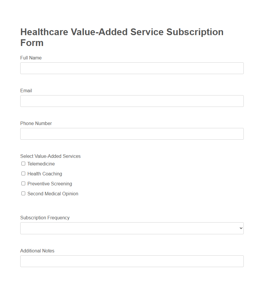 Value-Added Service Subscription Form Template PDF Samples