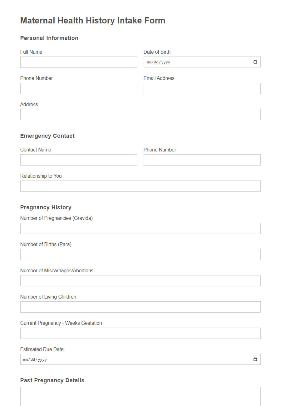 Women's Health Questionnaire Form Template PDF Samples