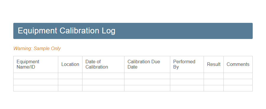 Calibration Record Form PDF Samples