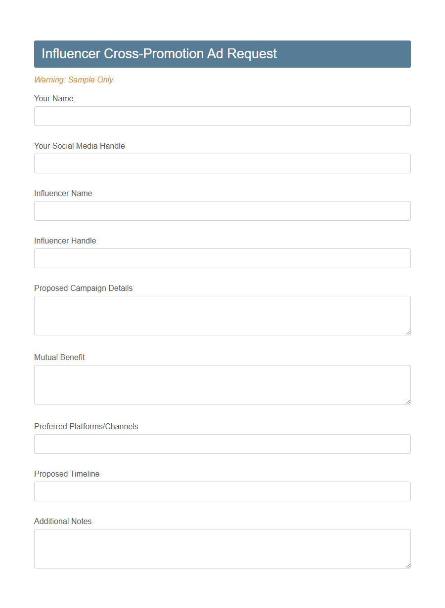 Cross-Promotion Ad Request Form PDF Samples