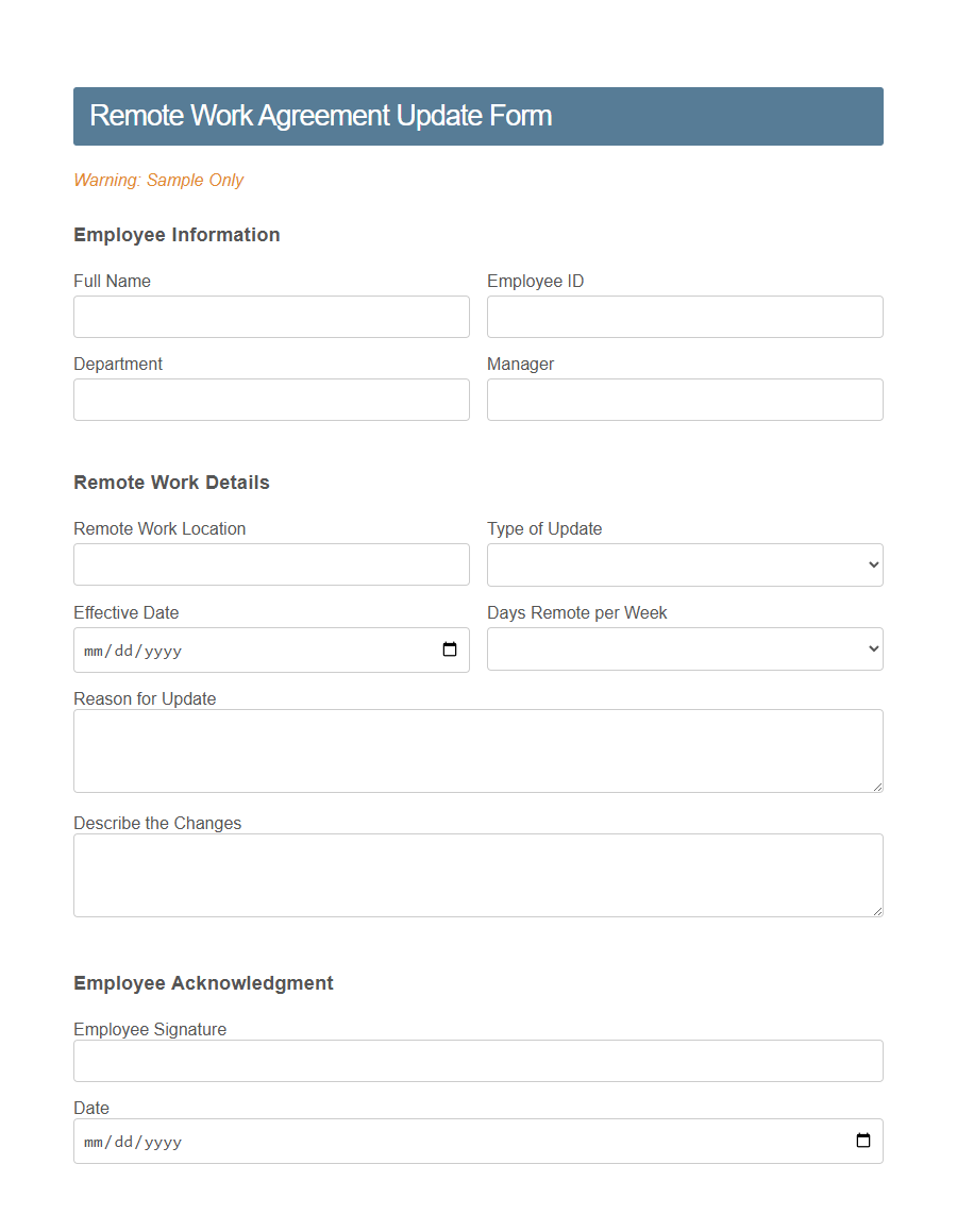 Employee Information Update Form Template PDF Samples