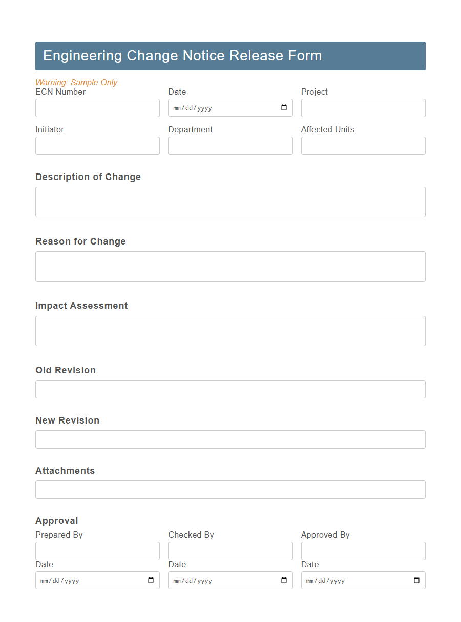 Engineering Drawing Release Form Template PDF Samples