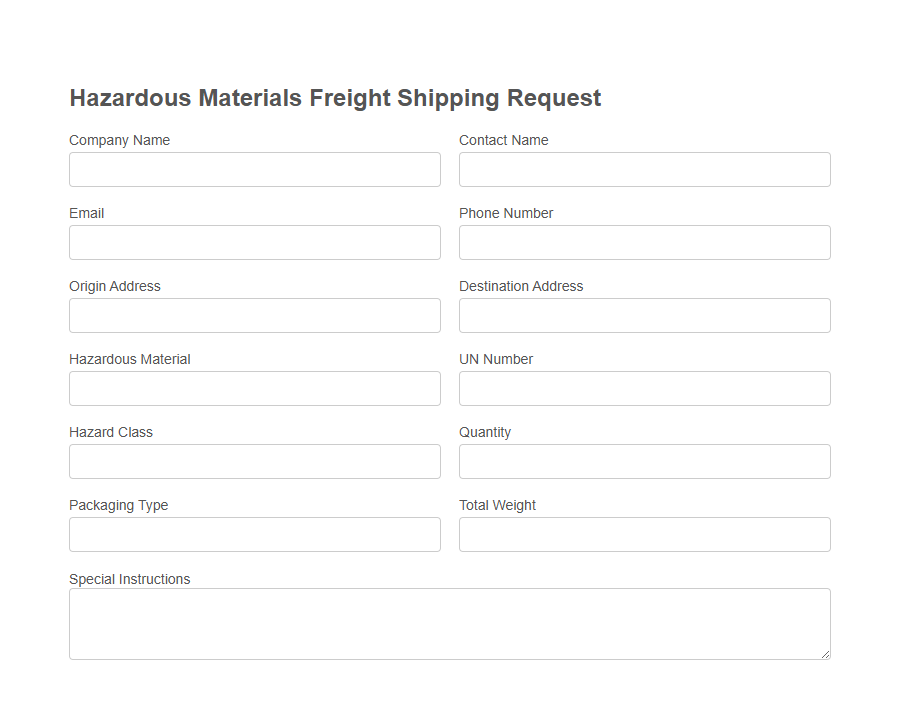 Freight Shipping Request Form PDF Samples