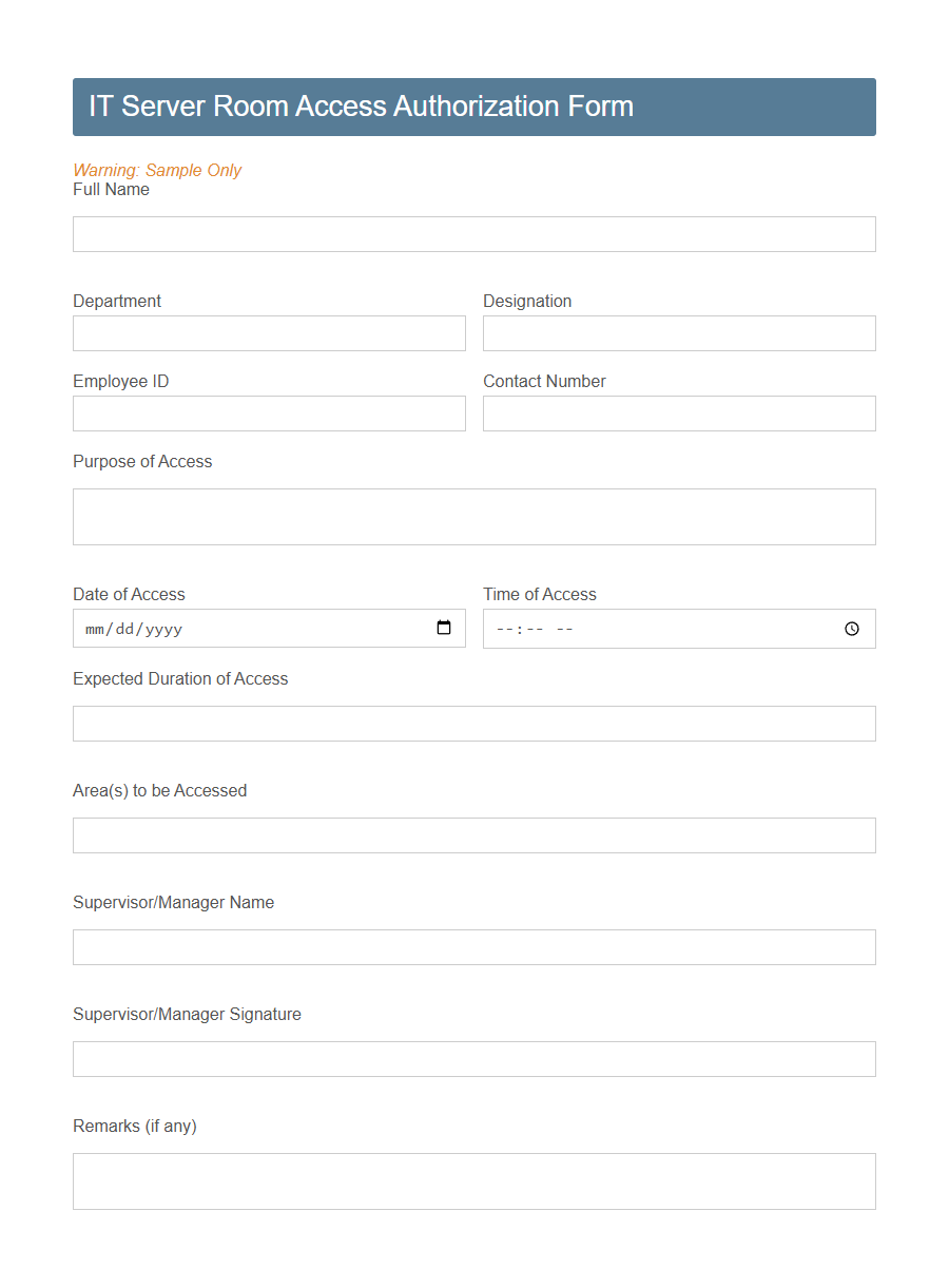 Key Access Authorization Form PDF Samples