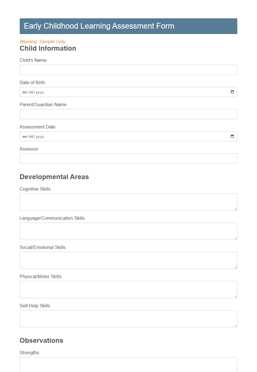 Learning Assessment Form PDF Samples