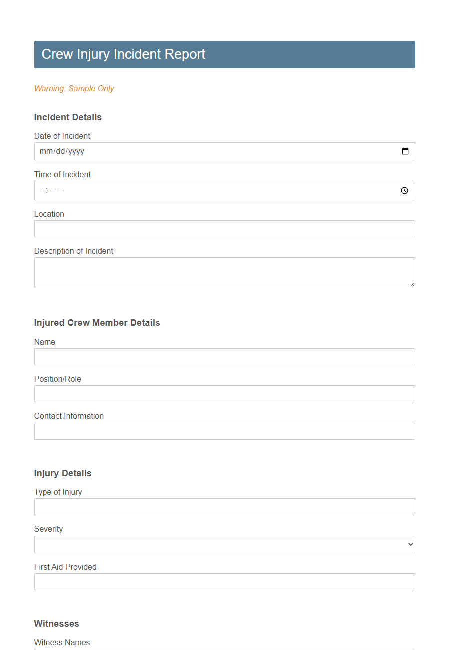 Maritime Safety Incident Report Form PDF Samples