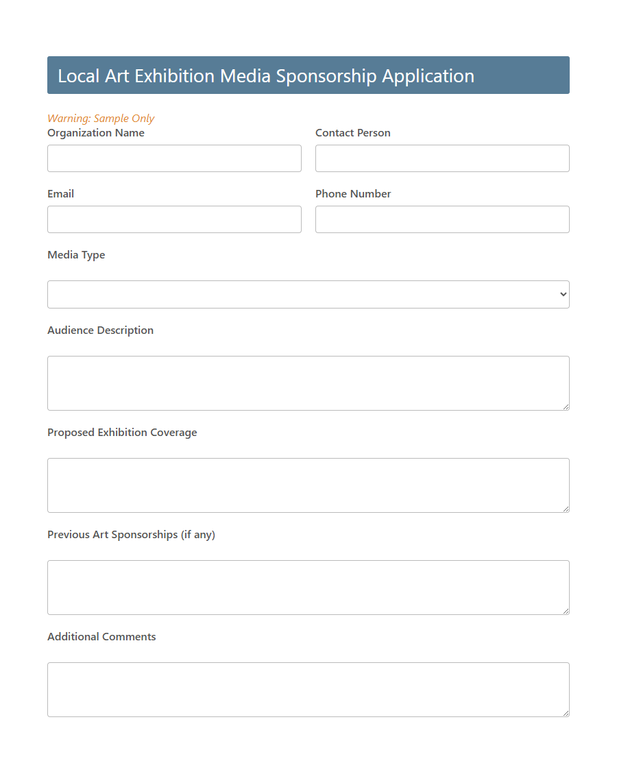 Media Sponsorship Application Form PDF Samples