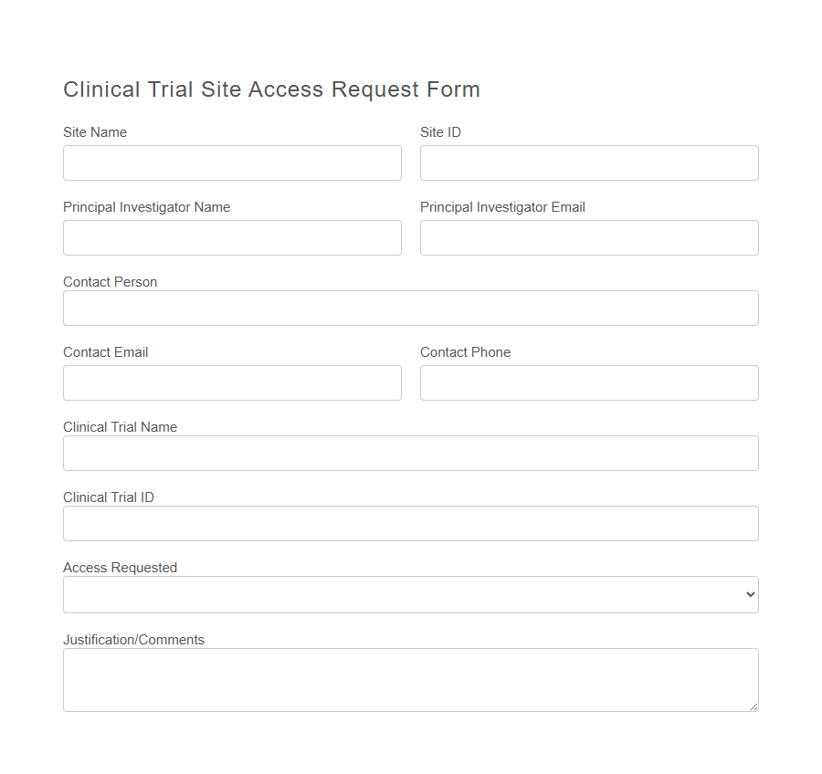Research Site Access Request Form Template PDF Samples