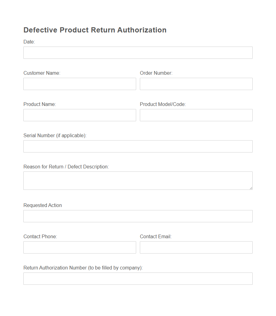 Reverse Logistics Return Form PDF Samples