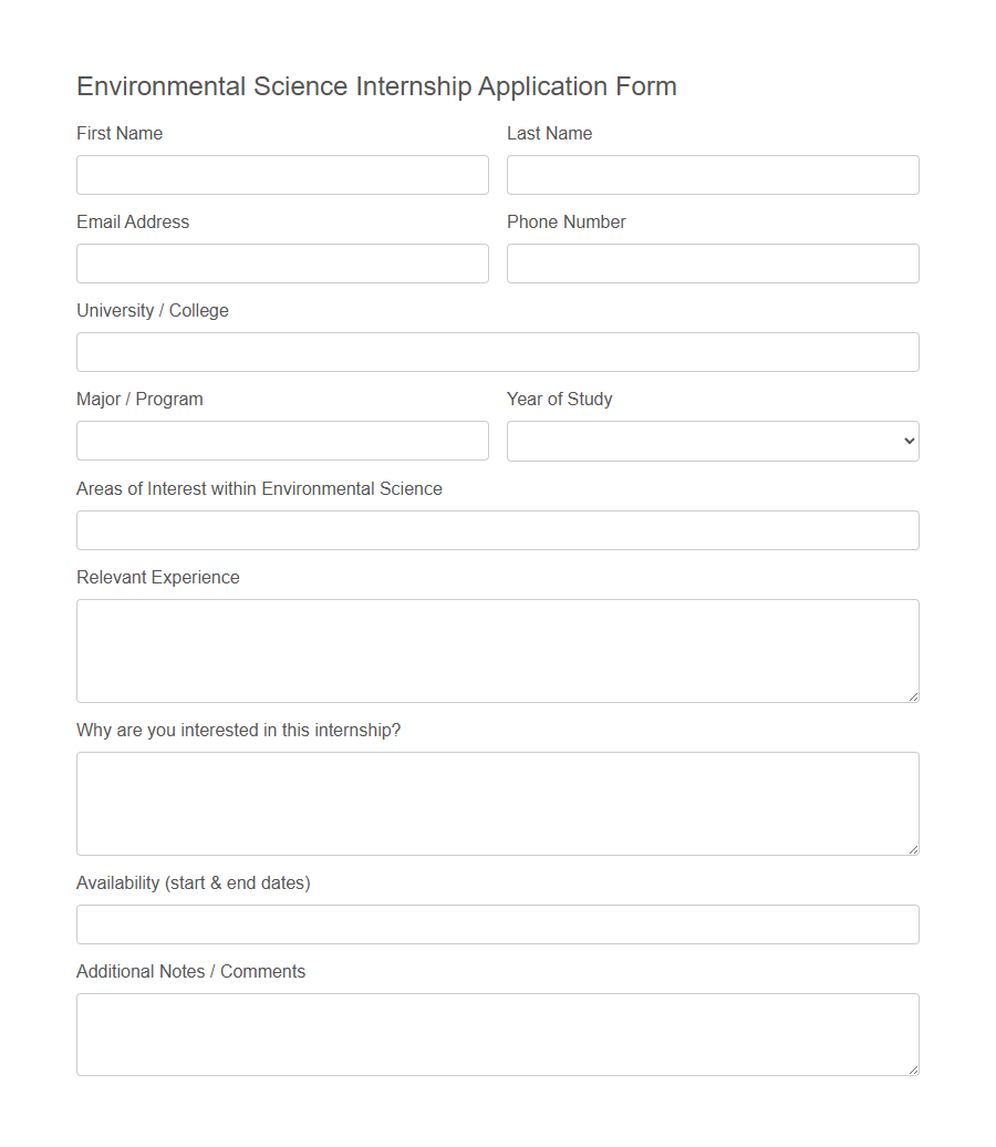 Scientific Internship Application Form PDF Samples