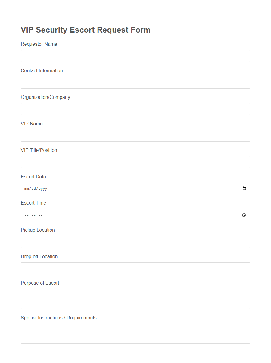 Security Escort Request Form Template PDF Samples