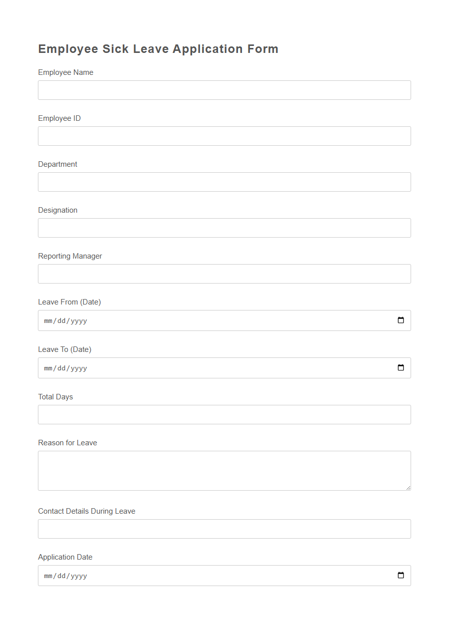 Staff Leave Application Form PDF Samples