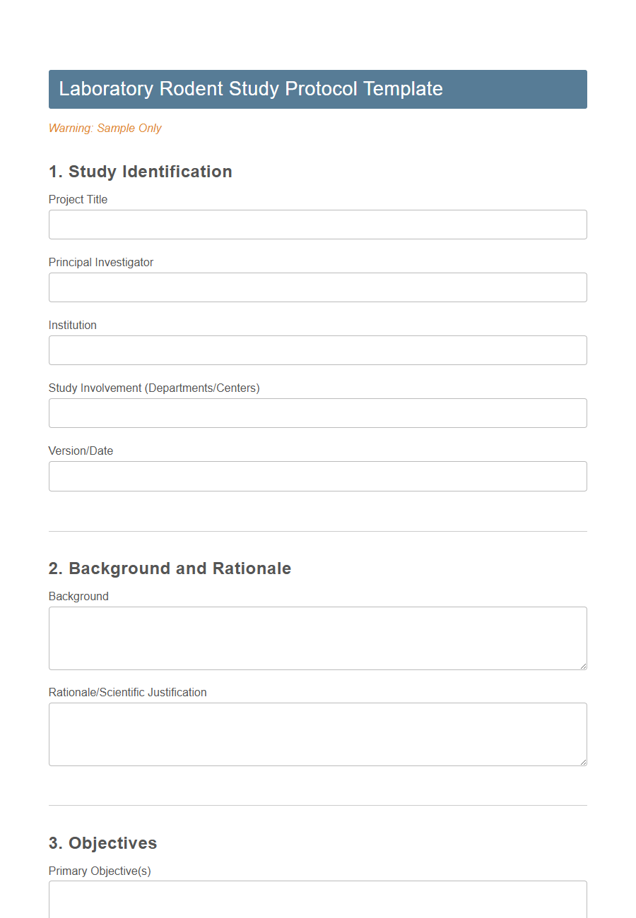 Animal Study Protocol Application Form PDF Samples