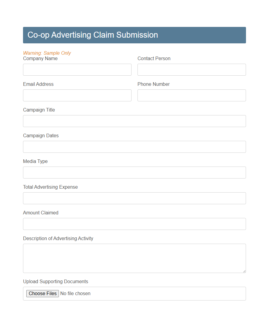Co-op Advertising Reimbursement Form PDF Samples