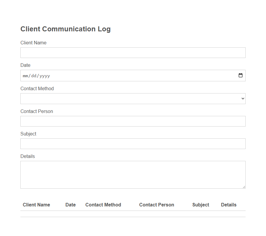 Communication Log Form PDF Samples