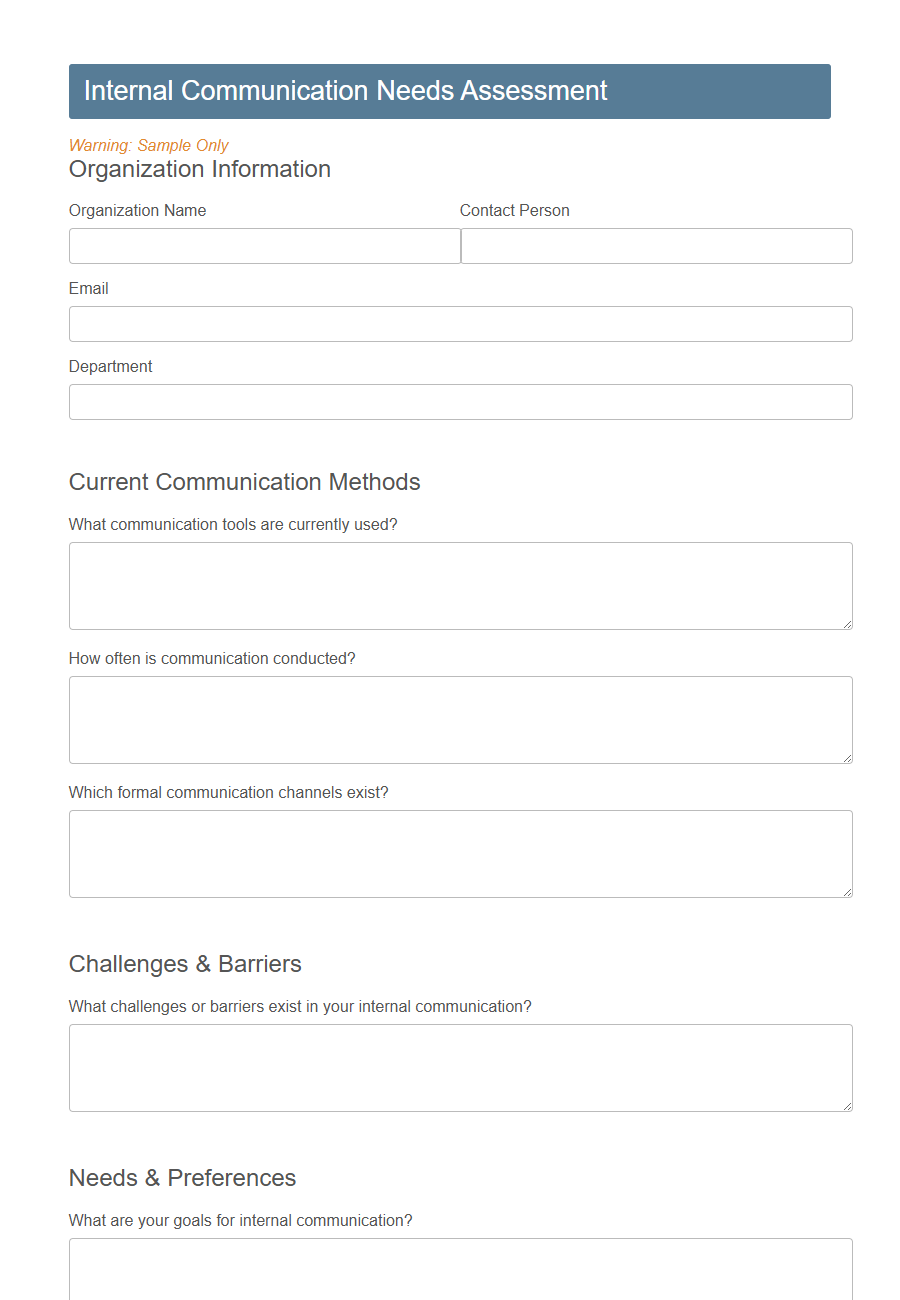 Communication Needs Analysis Form PDF Samples