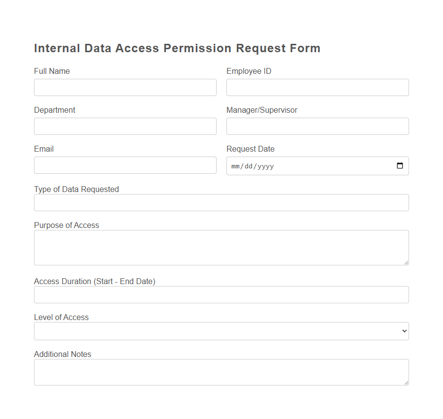 Data Access Permission Request Form PDF Samples