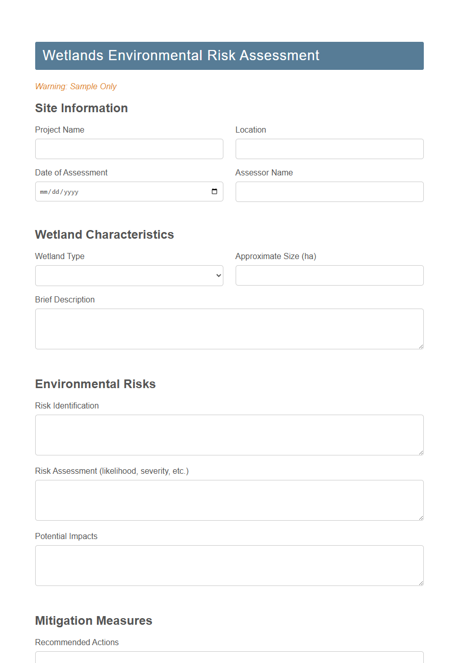 Environmental Risk Assessment Form Template PDF Samples