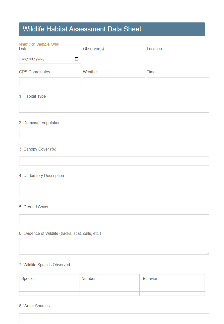 Field Study Data Collection Form PDF Samples