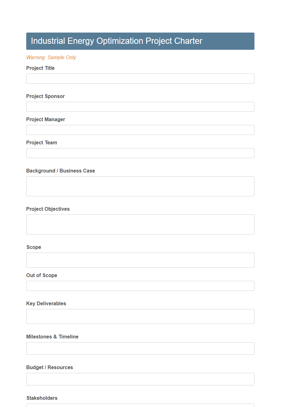 Industrial Energy Optimization Proposal Form PDF Samples