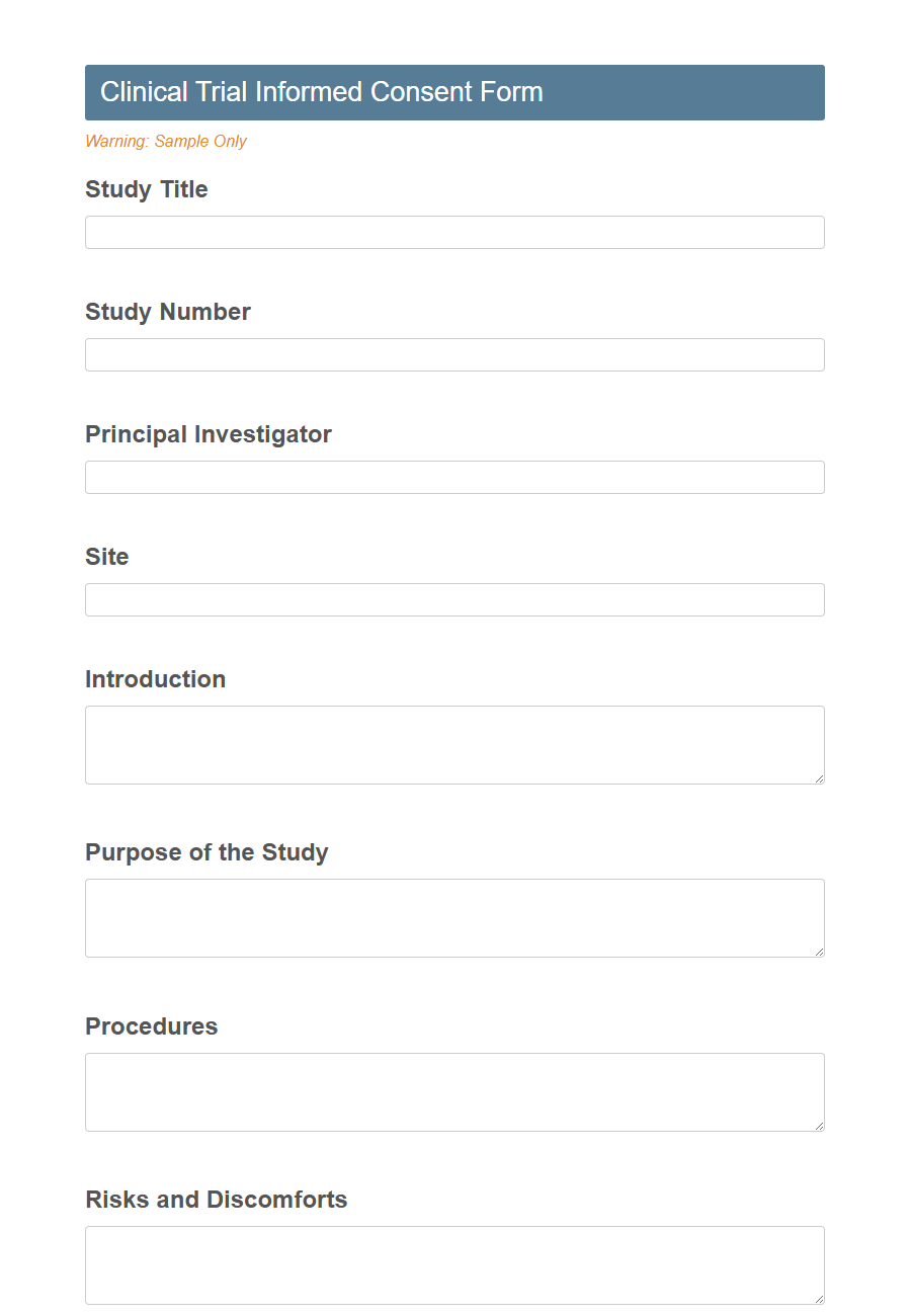 Informed Consent Form Template PDF Samples