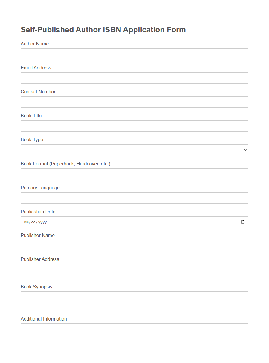 ISBN Application Form PDF Samples