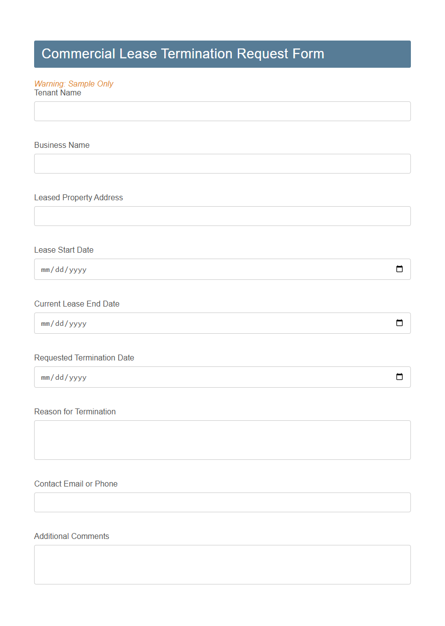 Lease Termination Request Form Template PDF Samples