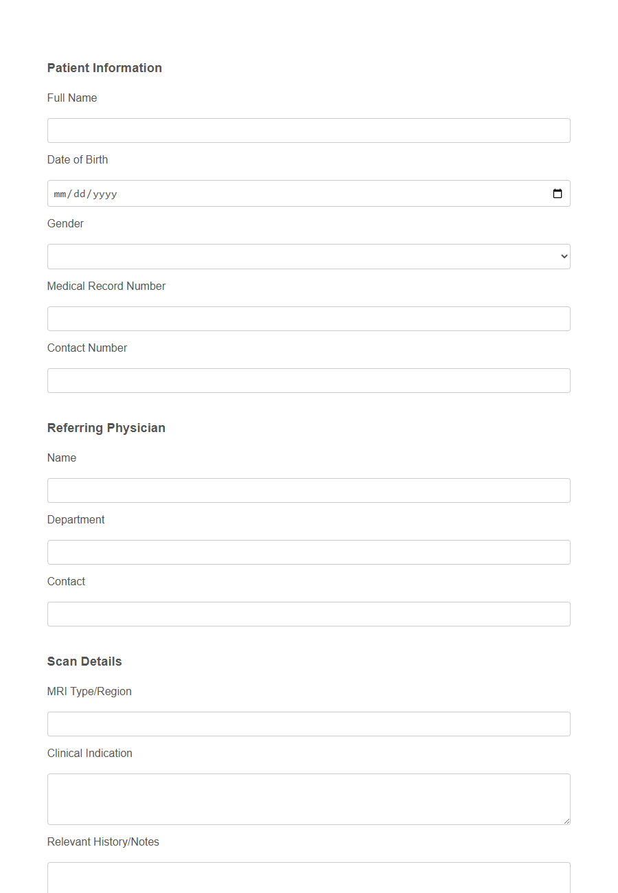 Radiology Request Form PDF Samples