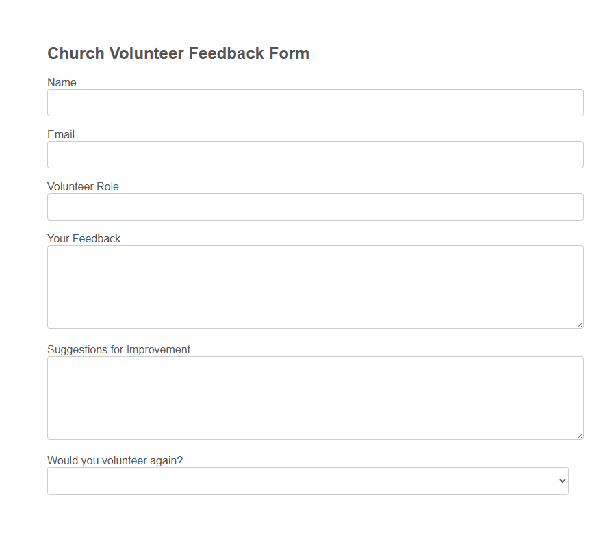 Religious Workshop Feedback Form Template PDF Samples