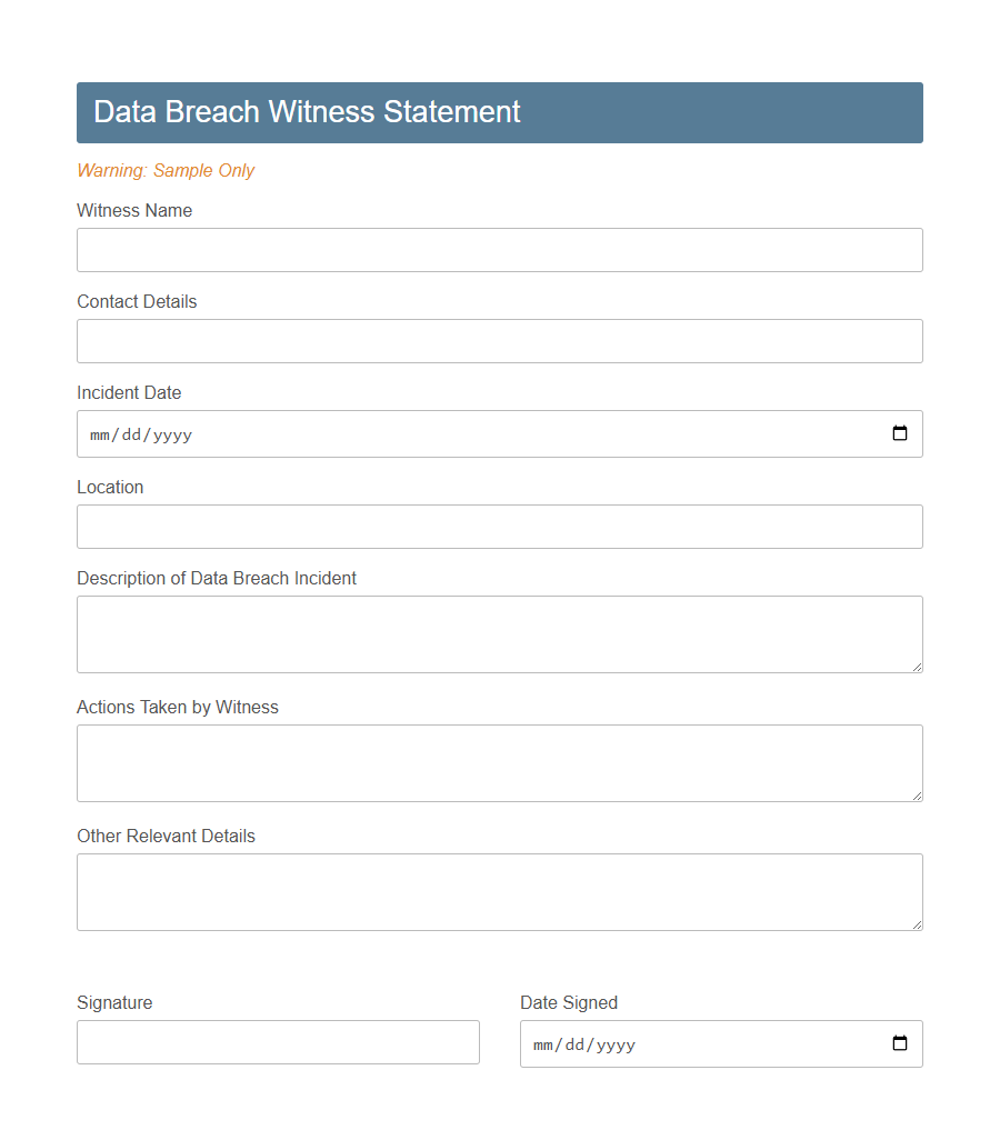Security Incident Witness Statement Form PDF Samples