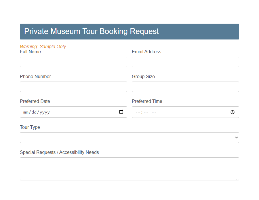 Sightseeing Tour Request Form Template PDF Samples