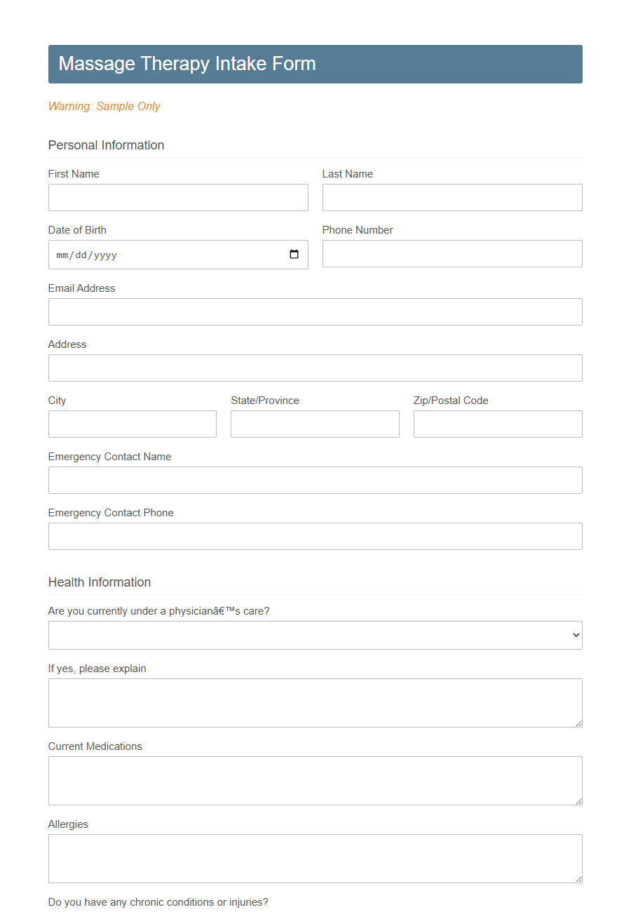 Spa Appointment Request Form Template PDF Samples