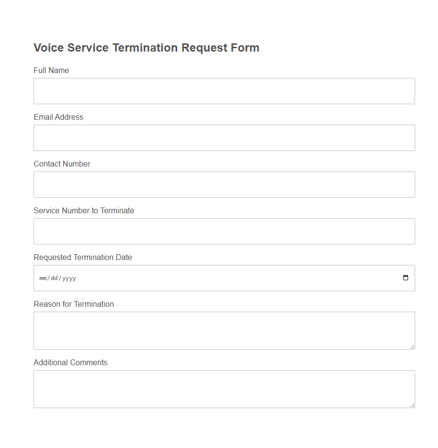 Telecom Service Termination Form PDF Samples
