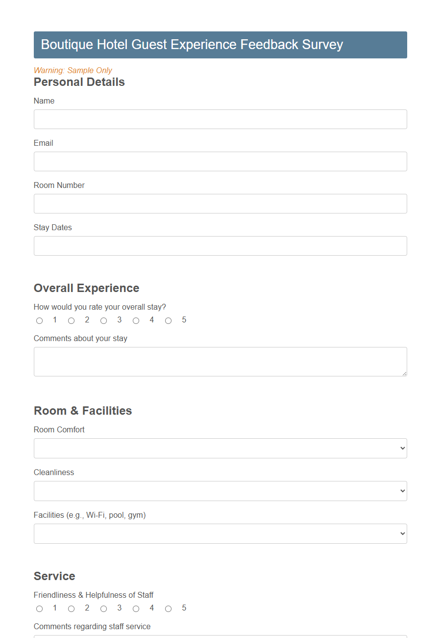 Tourist Feedback & Satisfaction Survey Form PDF Samples