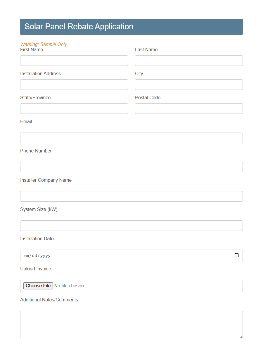 Utility Rebate Application Form PDF Samples