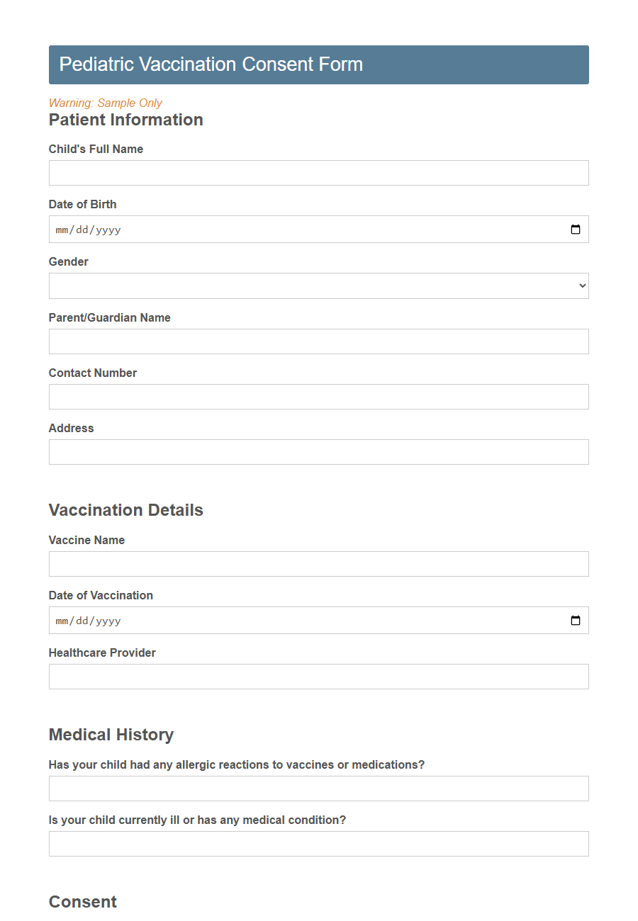 Vaccination Consent Form Template PDF Samples